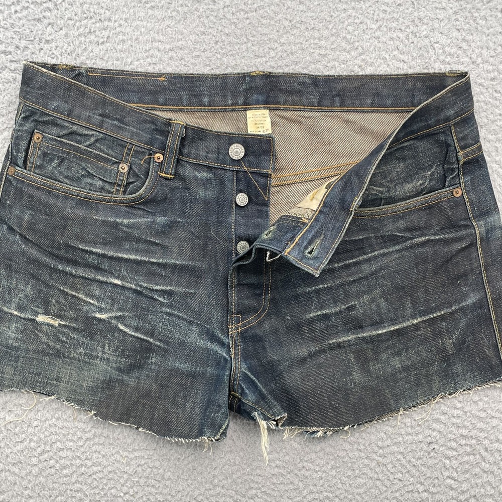 RRL Ralph Lauren Denim Shorts Women's 36x2* Y2K Western Ring Spun Distressed Y2k - Picture 4 of 10